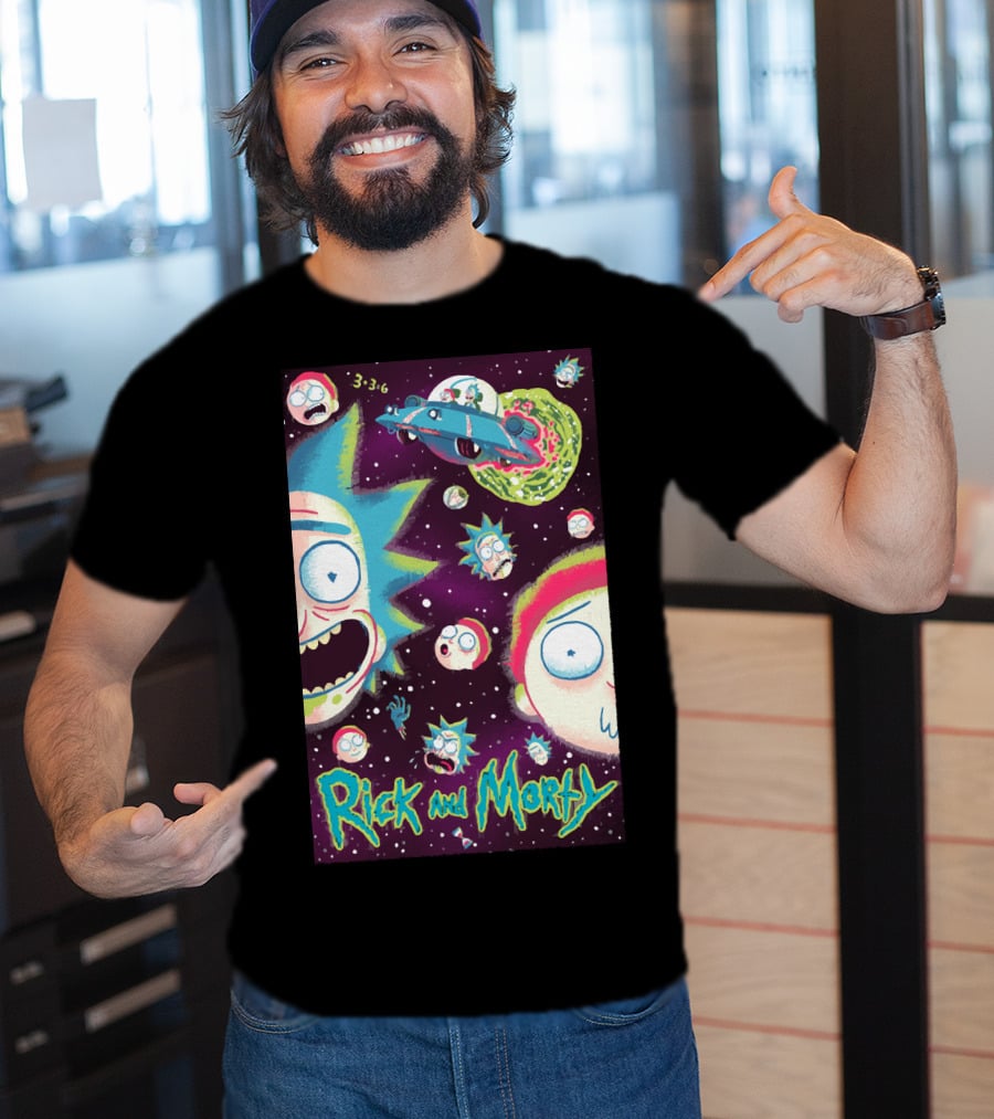Rick And Morty Galaxy Adventure Cartoon Spaceship Outer Space 3-3-6 T-Shirt