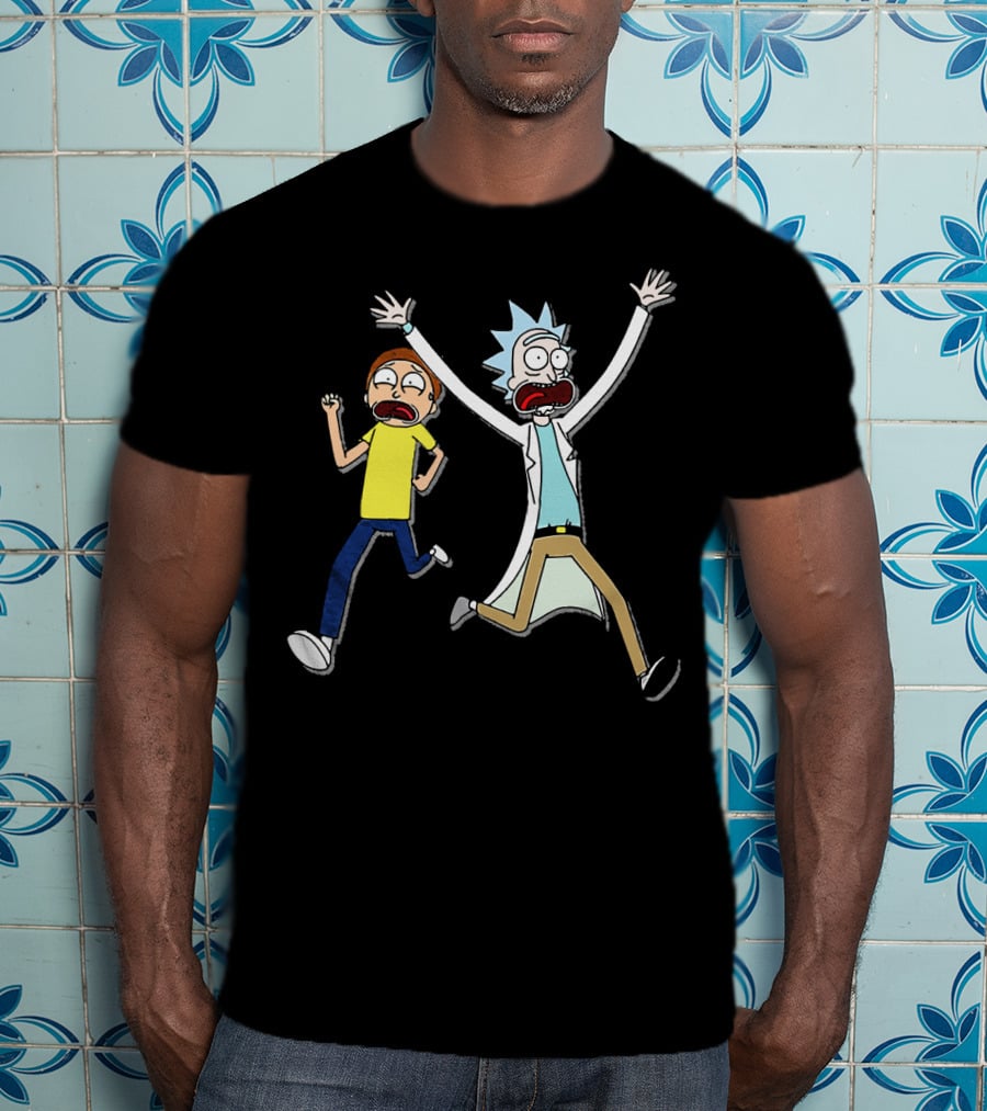Rick And Morty Panic Running Animation T-Shirt
