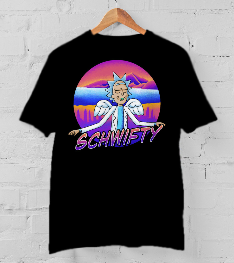 Rick And Morty Schwifty Angel Wings Psychedelic Sunset T-Shirt