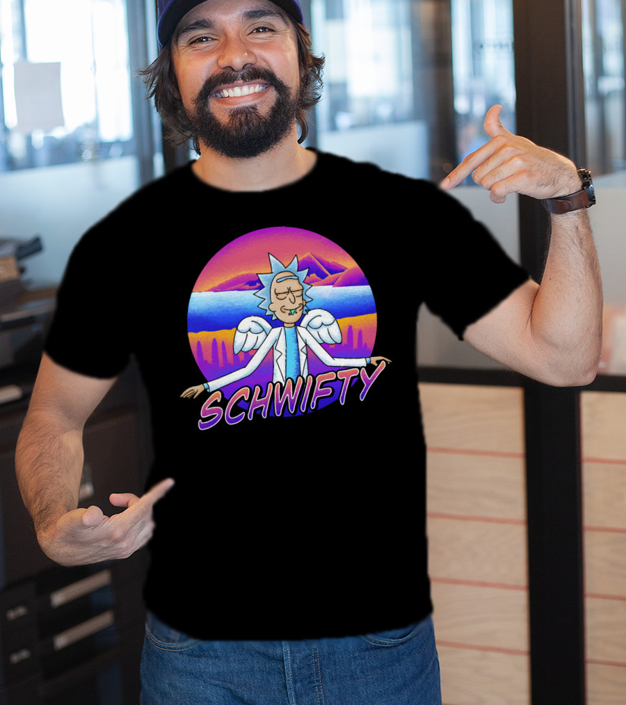 Rick And Morty Schwifty Angel Wings Psychedelic Sunset T-Shirt