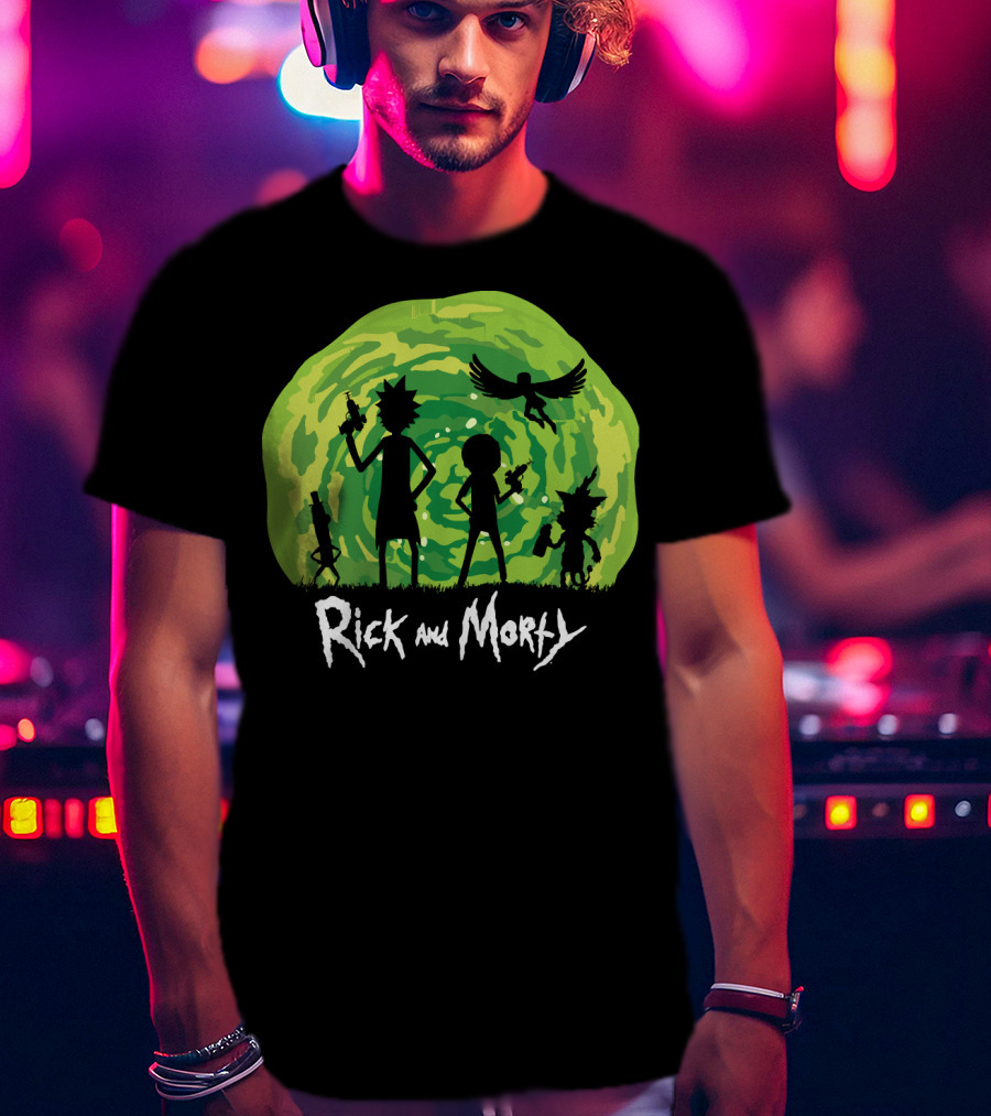 Rick And Morty Schwifty Patrol Silhouette Portal Adventure T-Shirt
