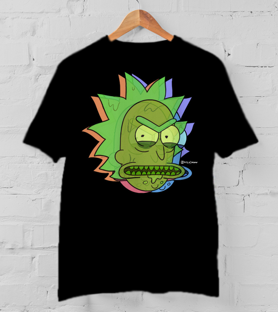 Toxic Rick Slime Face Multicolor Portal Fan T-Shirt