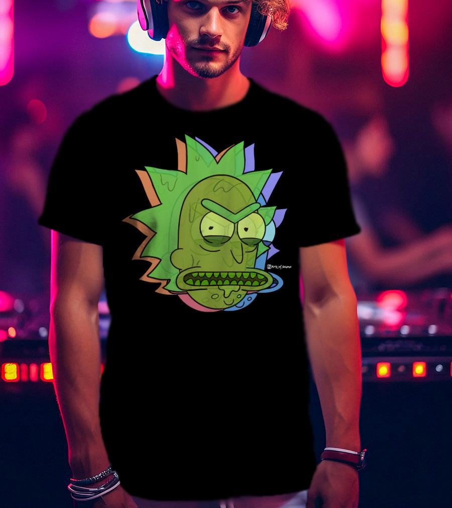 Toxic Rick Slime Face Multicolor Portal Fan T-Shirt
