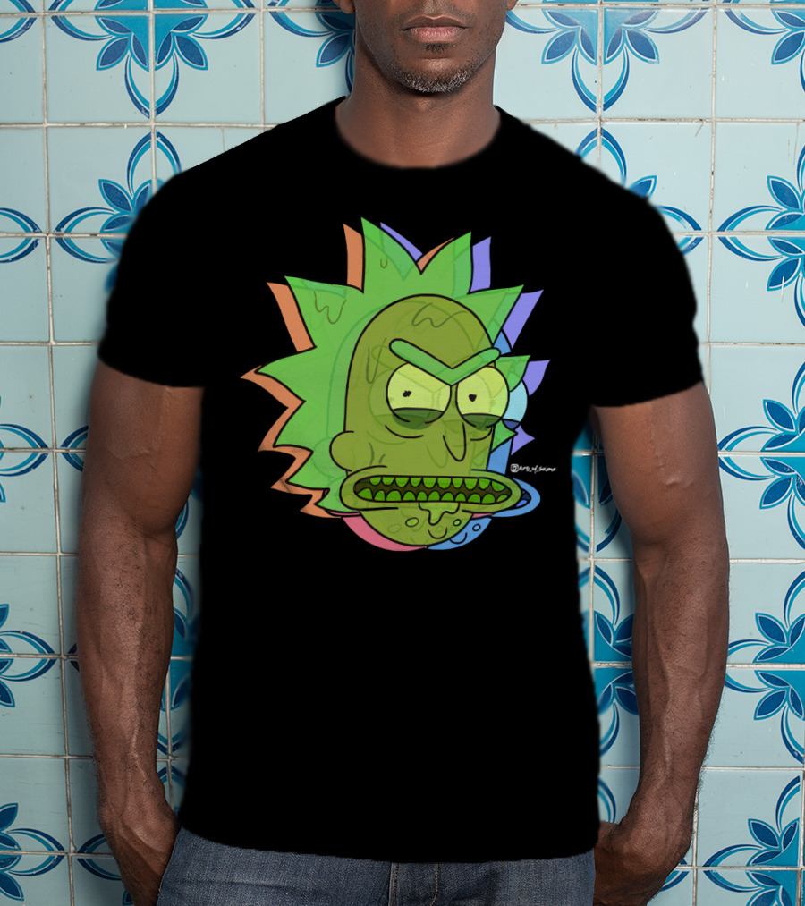 Toxic Rick Slime Face Multicolor Portal Fan T-Shirt