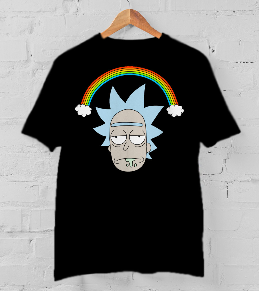 Rick Head With Rainbow And Clouds T-Shirt