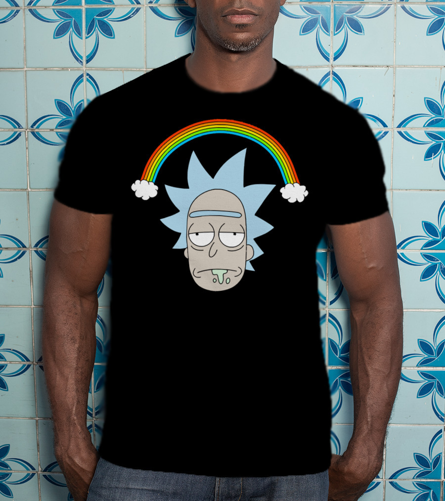 Rick Head With Rainbow And Clouds T-Shirt