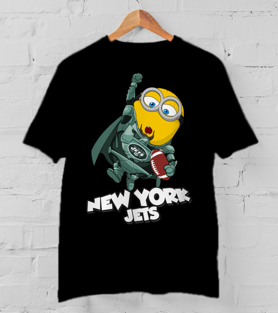 New York Jets Minion Superhero Holding Football T-Shirt