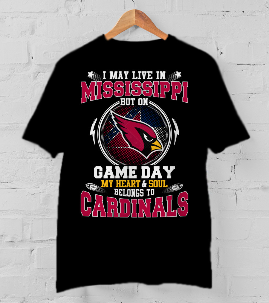 Mississippi Heart Game Day Cardinals T-Shirt