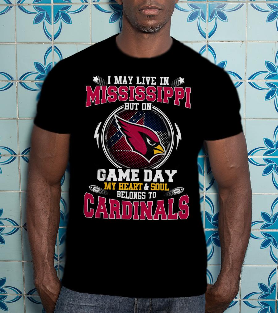 Mississippi Heart Game Day Cardinals T-Shirt
