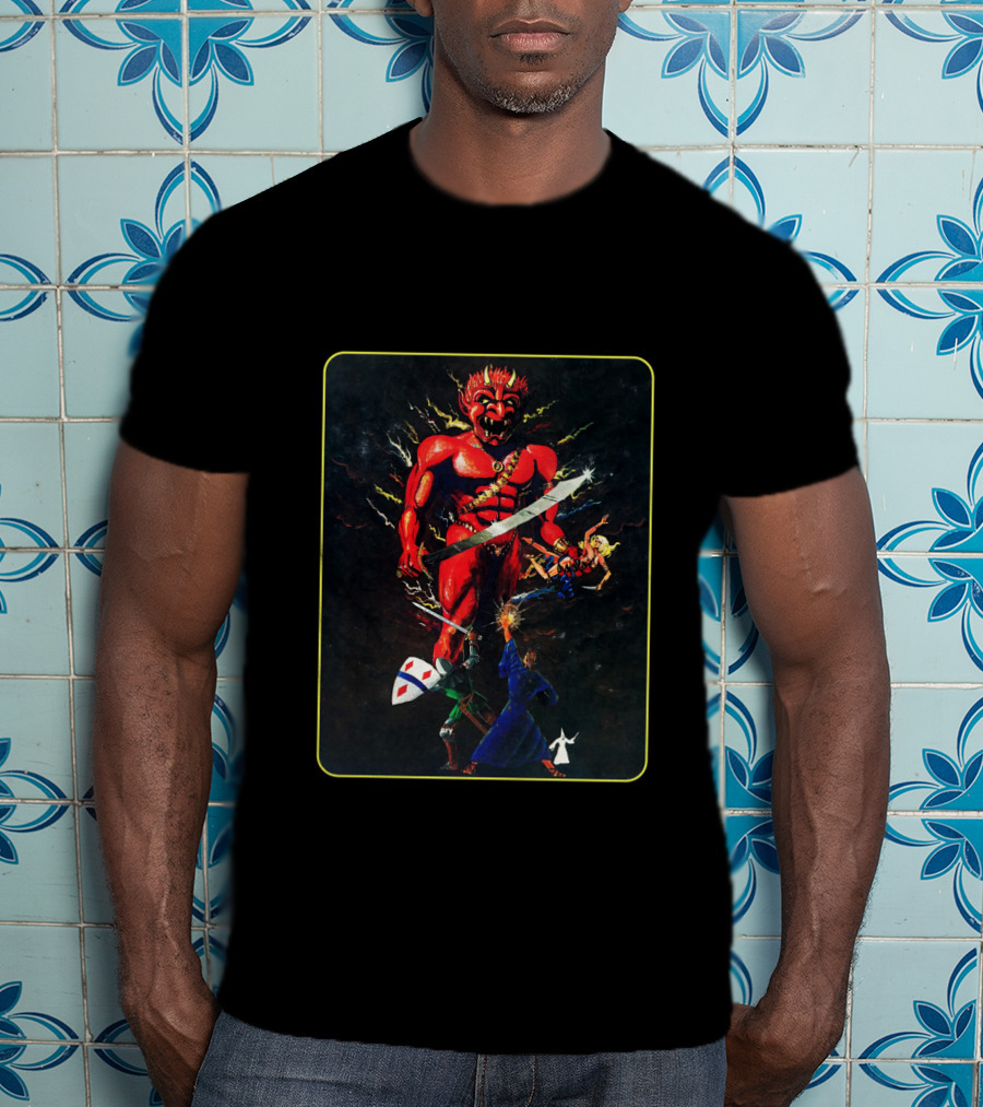 MASTER GUIDE Red Demon Battle Imagery Retro Dungeons Concept T-Shirt