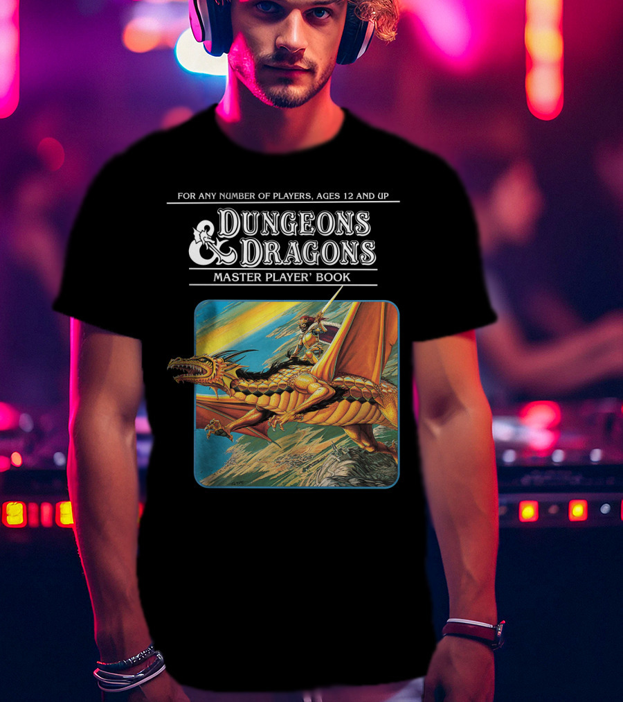 Dungeons And Dragons Master Player Book Vintage Dragon Rider Adventure T-Shirt