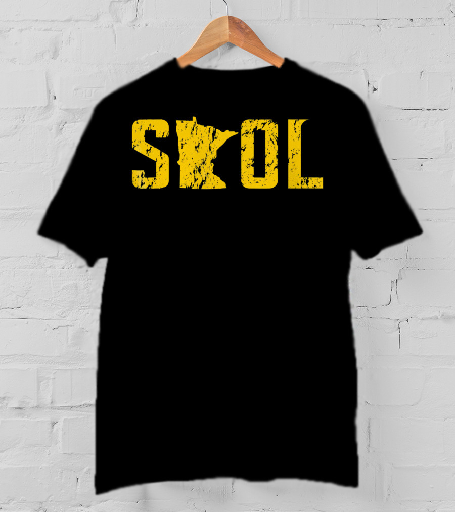 SKOL Minnesota Distressed Yellow Vintage Style Viking Purple And Yellow T-Shirt