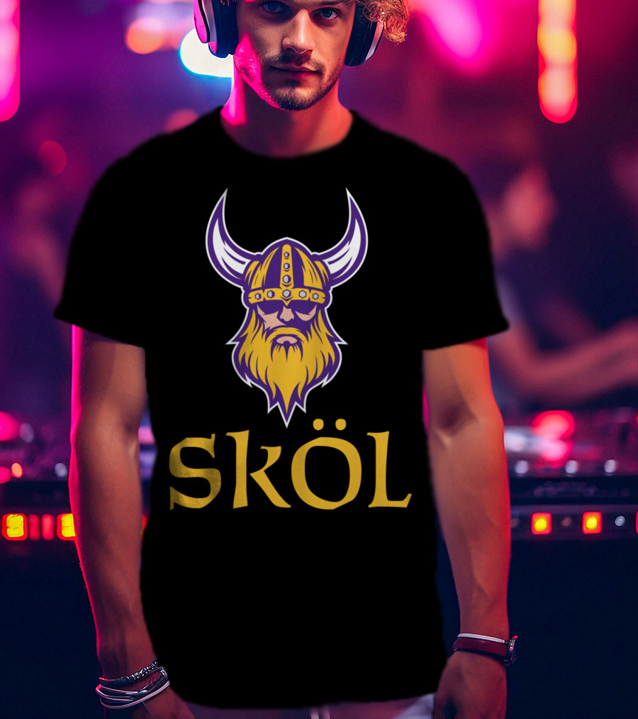 SKOL Viking Scandinavia Nordic Warrior Helmet With Horns T-Shirt