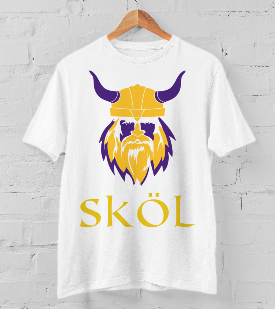 Viking Skol Helmet Scandinavian Warrior Iconic Purple And Gold Nordic T-Shirt