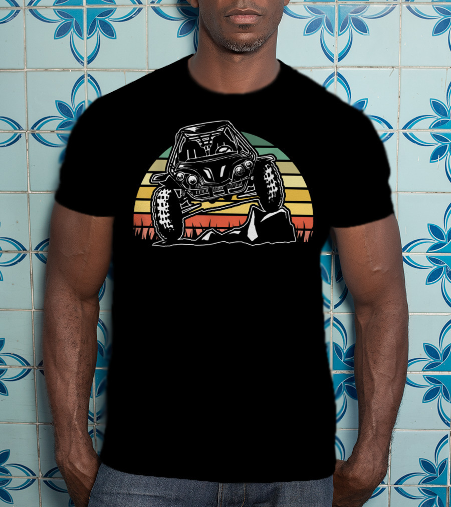 Desert ATV Dune Buggy Adventure Vintage Sunset Scene T-Shirt