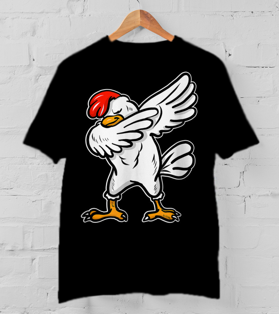Dabbing Chicken Icon With Red Comb And White Feathers T-Shirt