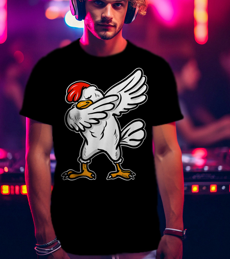 Dabbing Chicken Icon With Red Comb And White Feathers T-Shirt