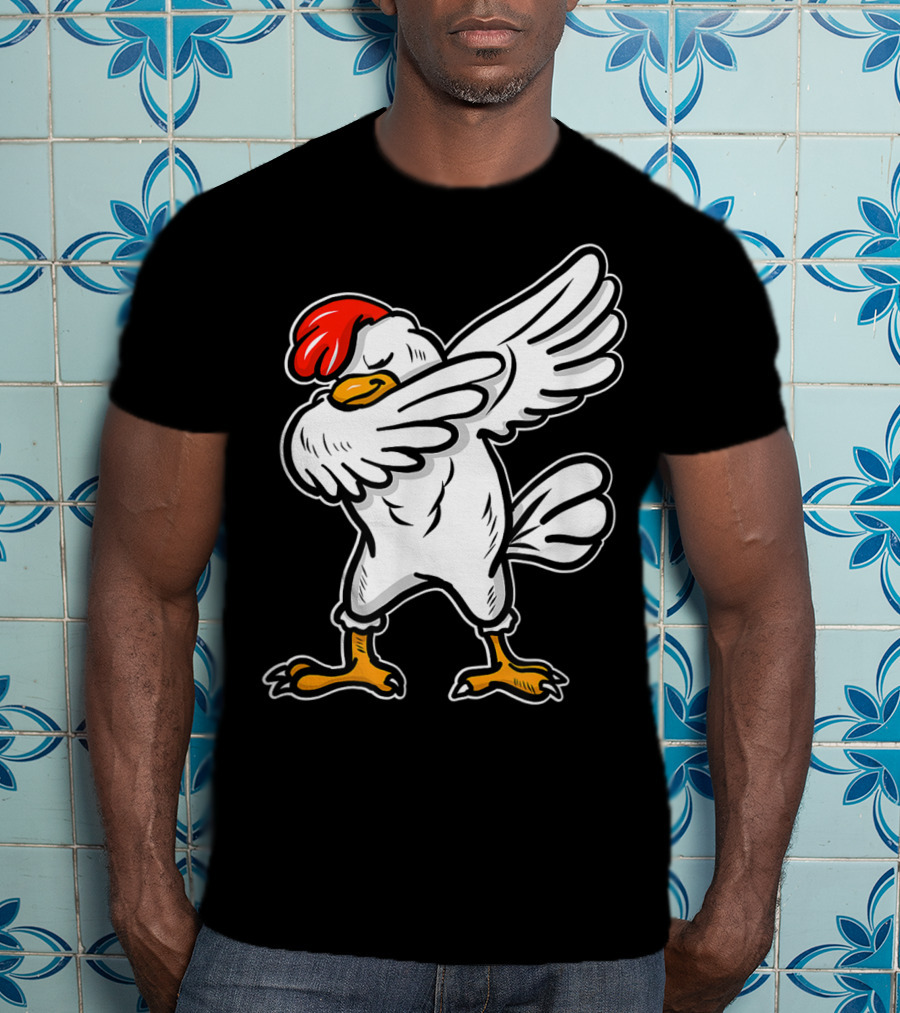 Dabbing Chicken Icon With Red Comb And White Feathers T-Shirt