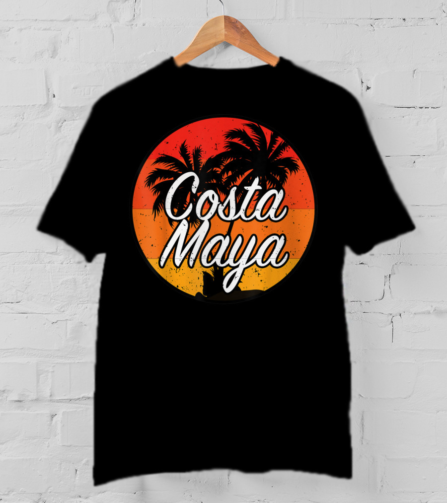 Costa Maya Mexico Vintage Sunset Palm Trees T-Shirt