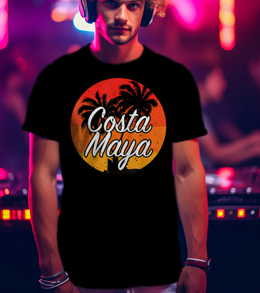 Costa Maya Mexico Vintage Sunset Palm Trees T-Shirt