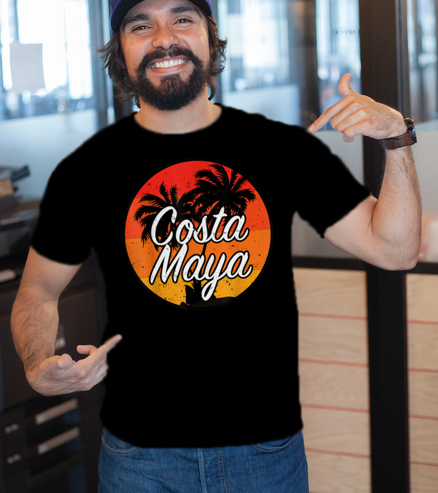 Costa Maya Mexico Vintage Sunset Palm Trees T-Shirt