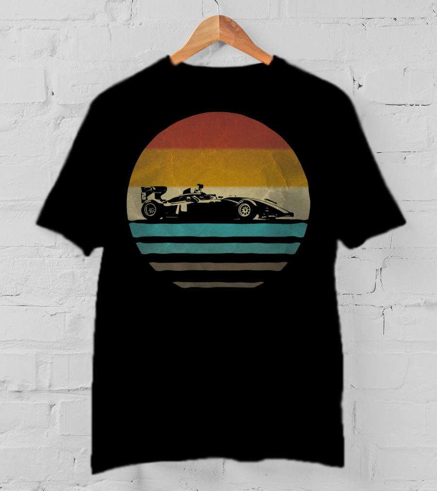 Formula Racing Vintage Sunset Retro Car Old School Racing T-Shirt