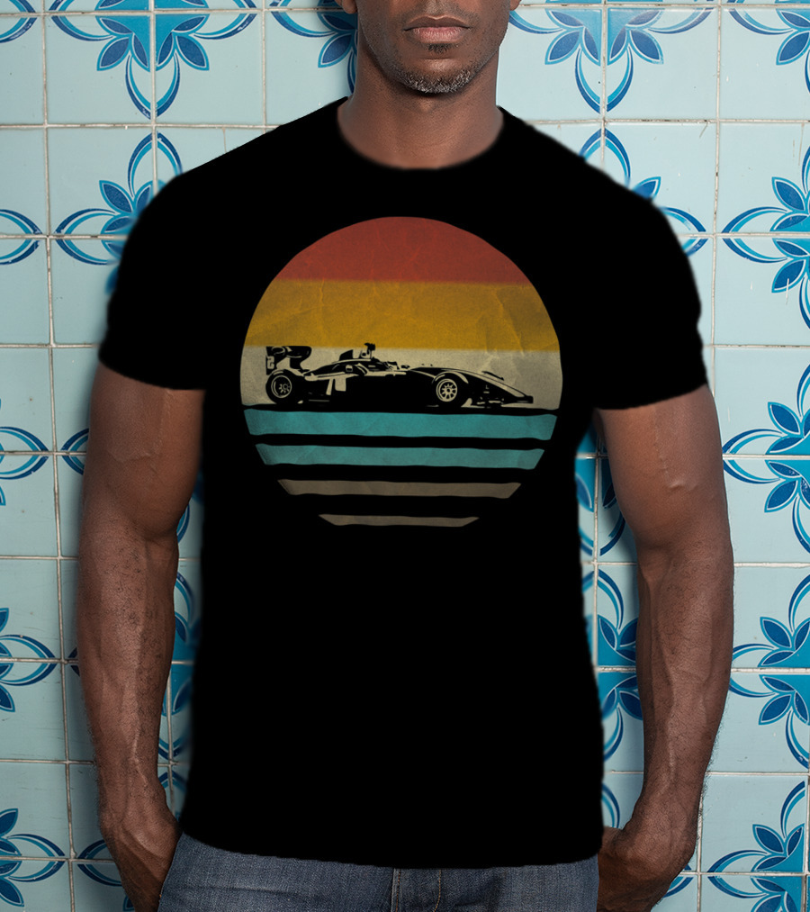 Formula Racing Vintage Sunset Retro Car Old School Racing T-Shirt