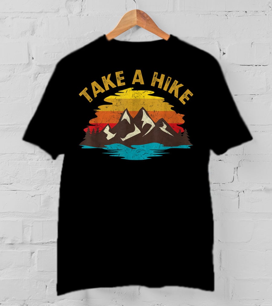 Take A Hike Vintage Style Sunset Mountains Nature T-Shirt