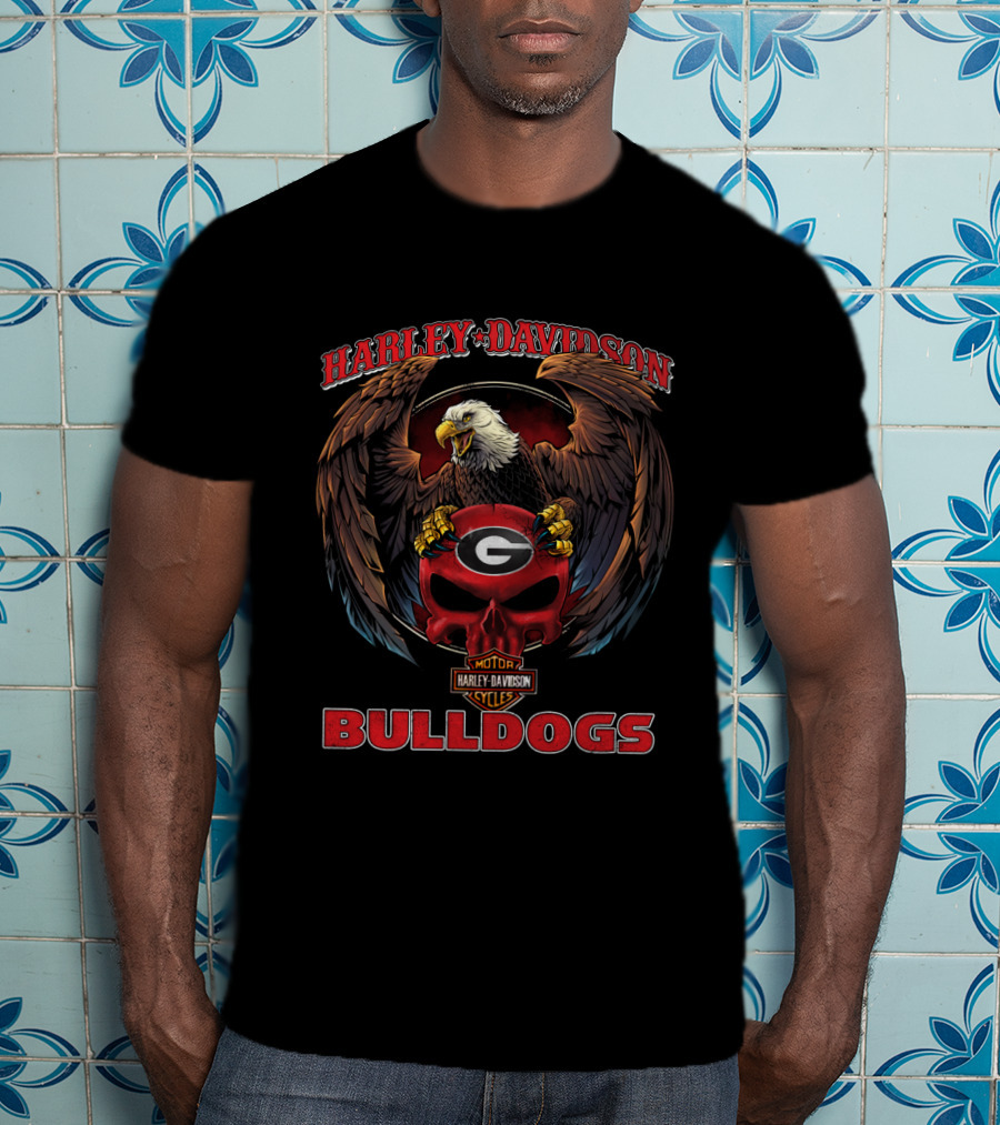 Harley Davidson Georgia Bulldogs Motorcycle Cycles Eagle T-Shirt