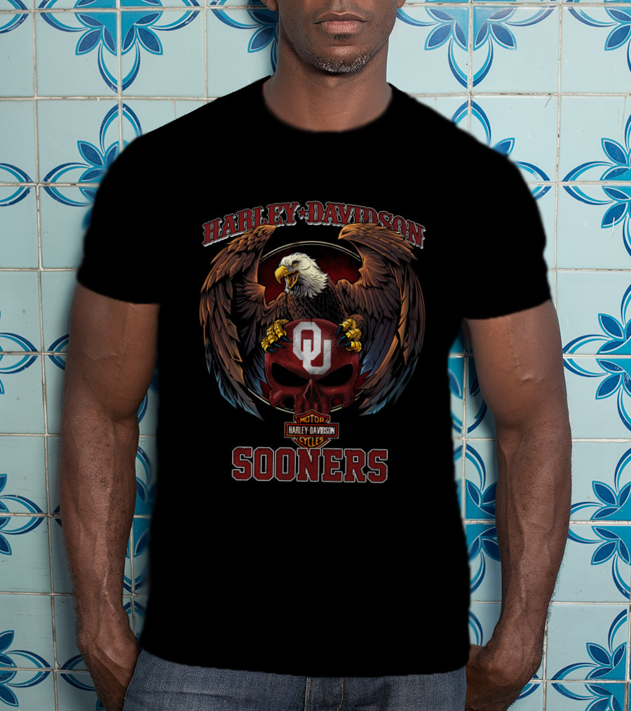 Harley Davidson Oklahoma Sooners Bald Eagle T-Shirt