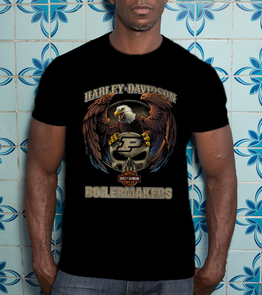 Harley Davidson Purdue Boilermakers Eagle And Skull T-Shirt