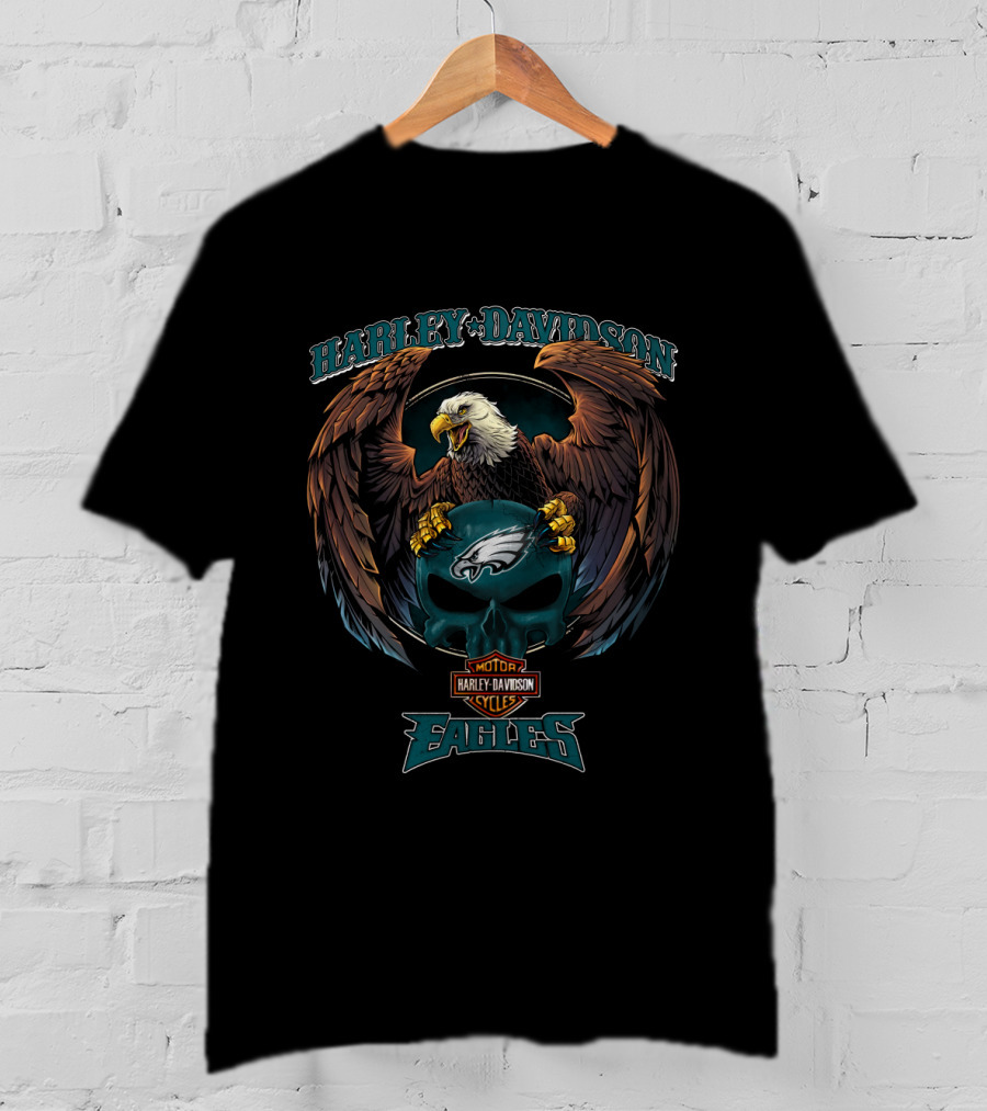 Harley Davidson Motor Cycles Vhl 5252 Philadelphia Eagles T-Shirt