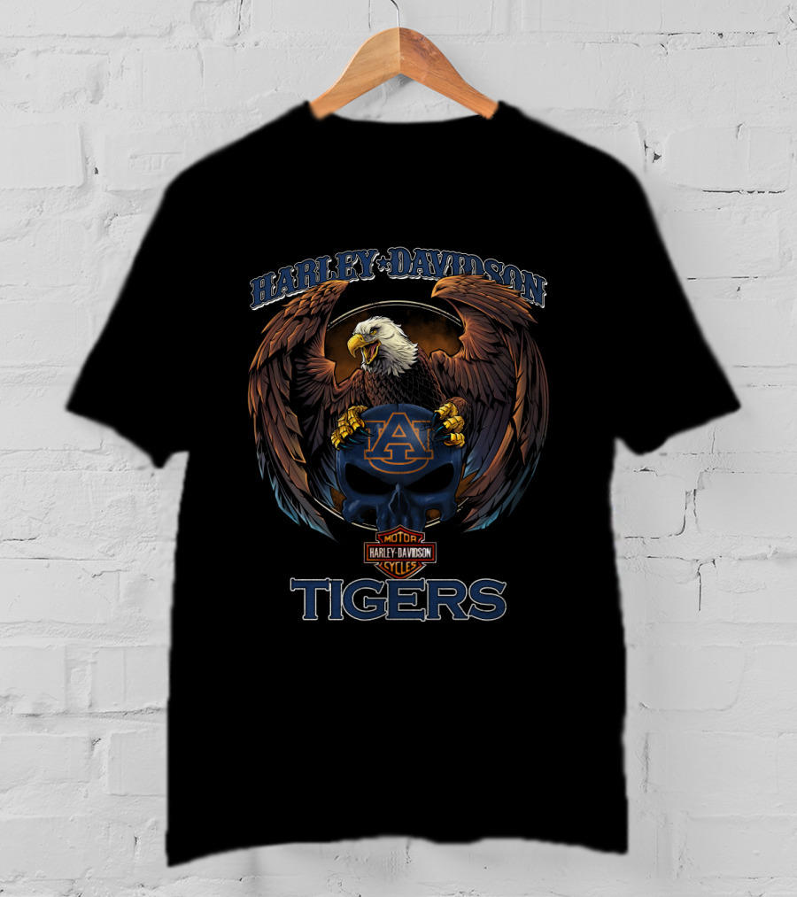 Harley Davidson Auburn Tigers Eagle Motor Cycles T-Shirt