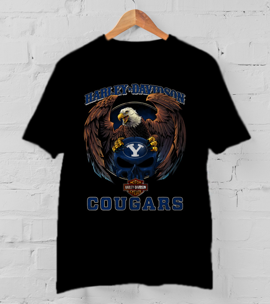 Harley Davidson Byu Cougars Eagle Motor Cycles T-Shirt