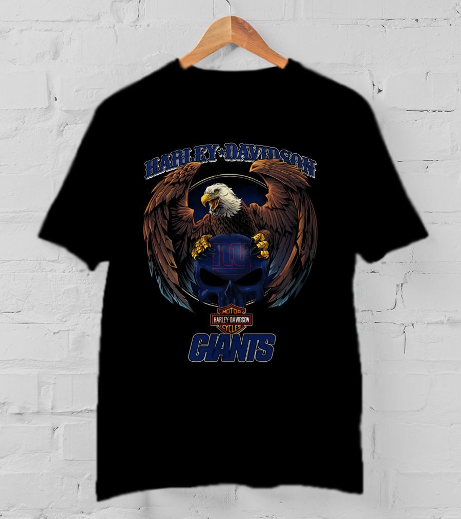 Harley Davidson New York Giants Eagles Motor Cycles T-Shirt