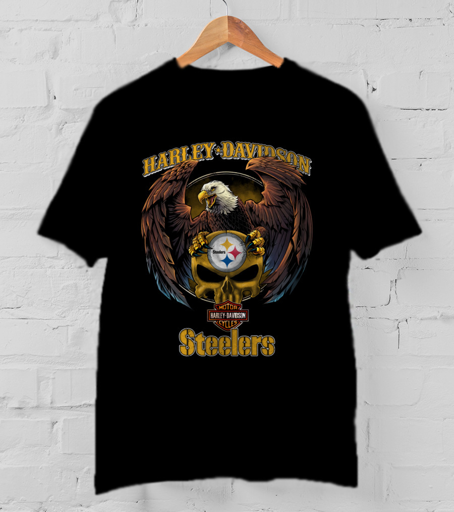 Harley Davidson Motor Cycles Steelers Eagle T-Shirt