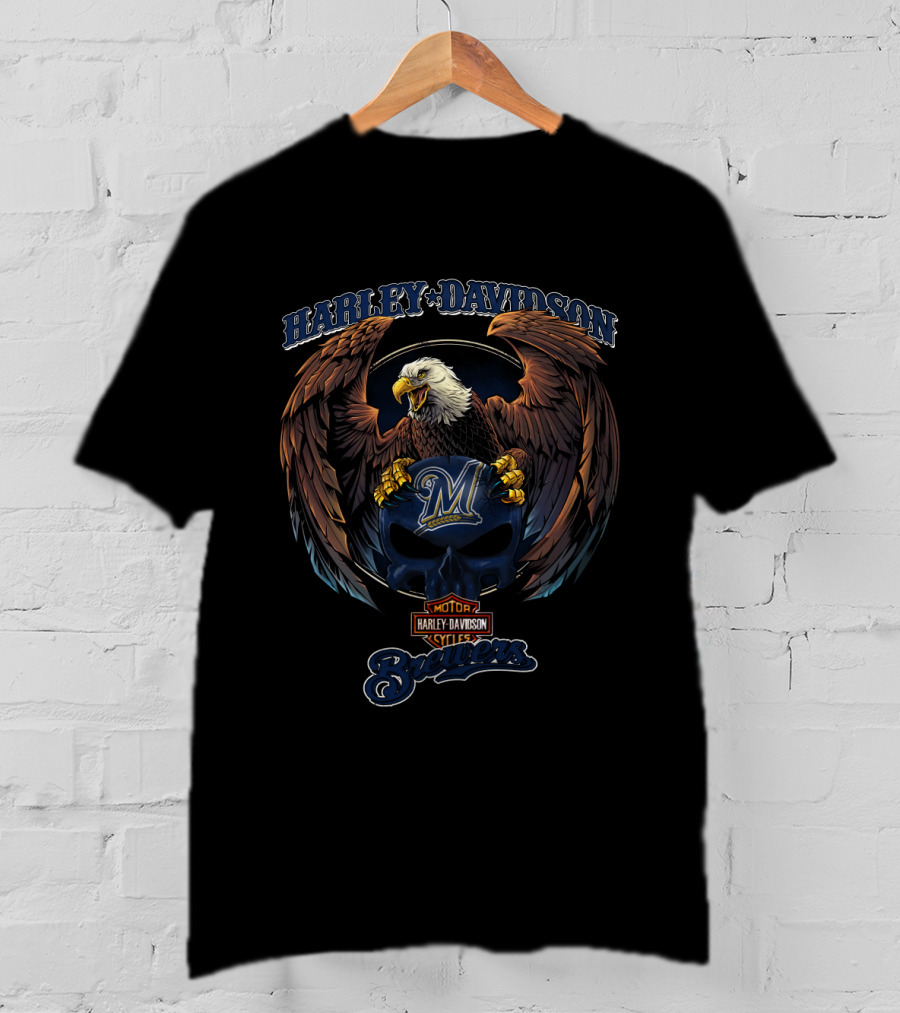 Harley Davidson Milwaukee Brewers Eagle Motor Styles T-Shirt