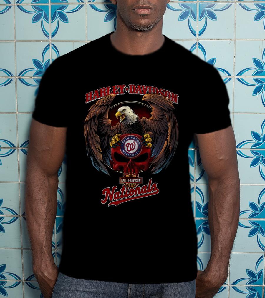 Harley Davidson Motor Washington Nationals Eagle Style T-Shirt