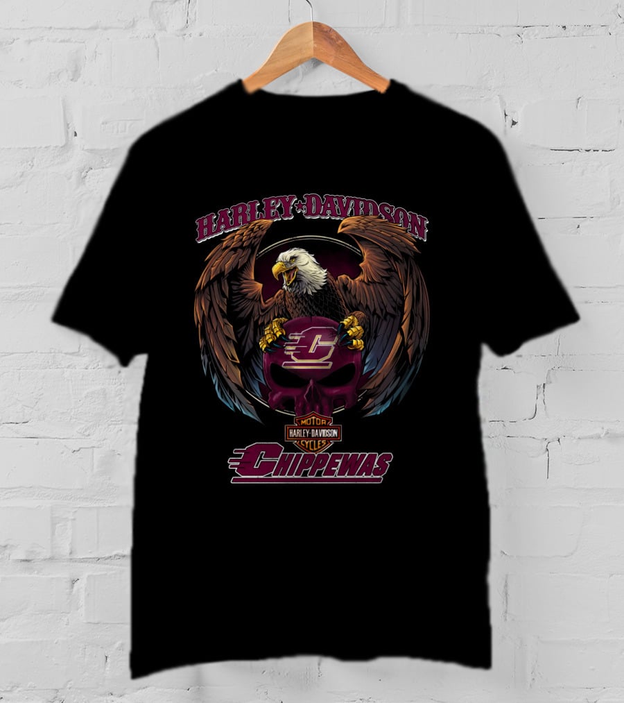 Harley Davidson Central Michigan Chippewas Vintage Eagle T-Shirt