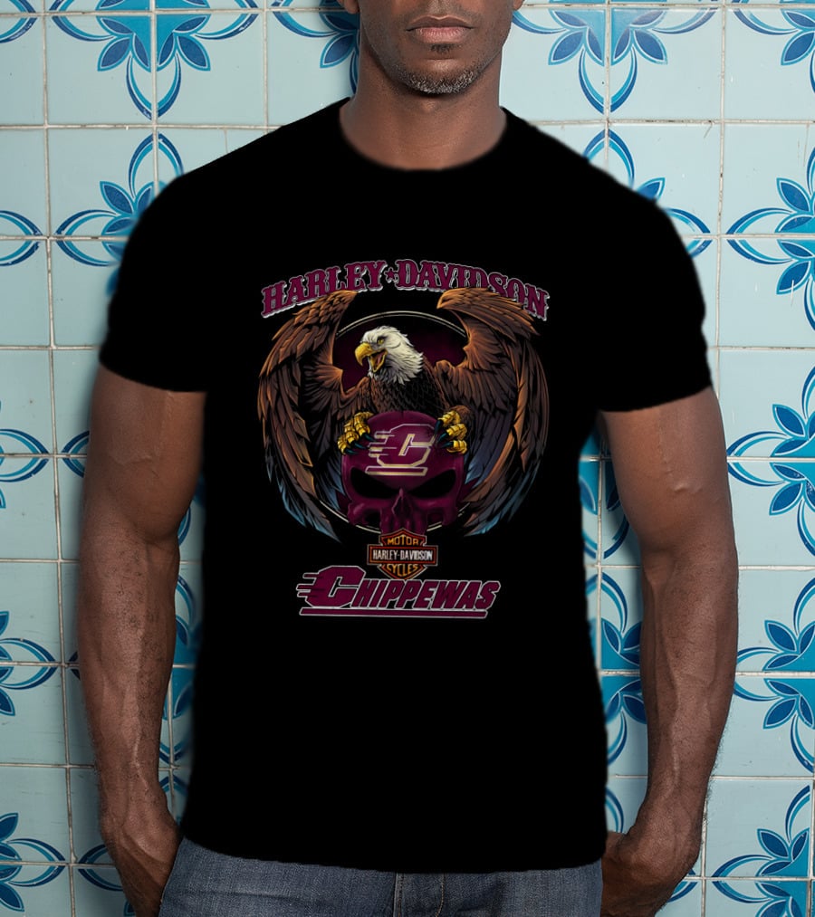 Harley Davidson Central Michigan Chippewas Vintage Eagle T-Shirt