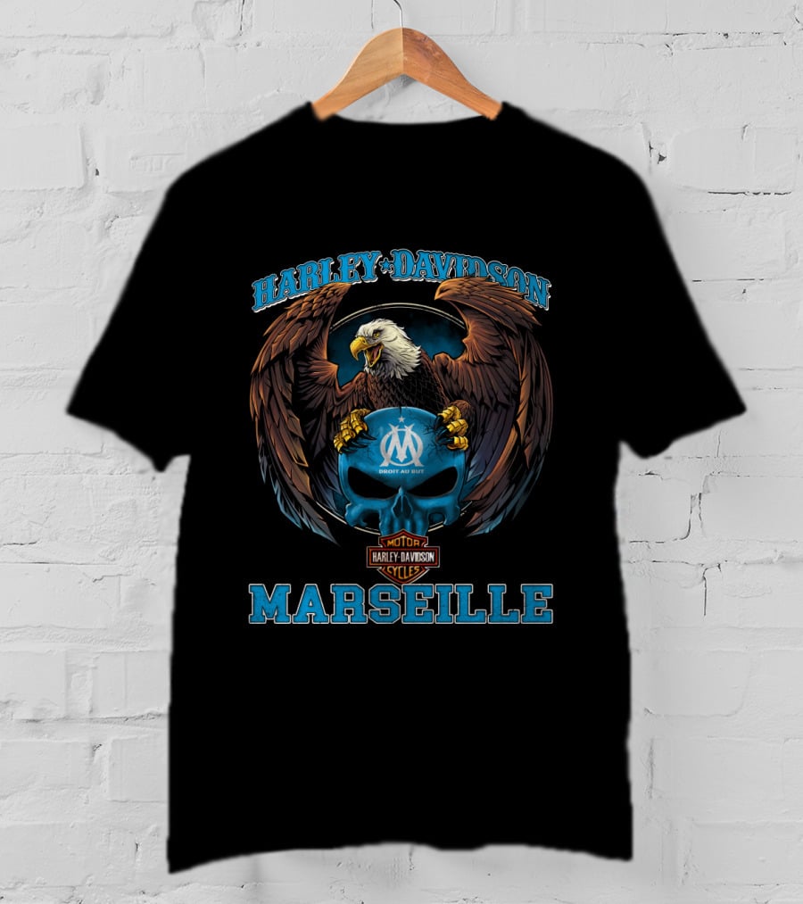 Harley Davidson Marseille Om Direct Au But Eagle Skull T-Shirt