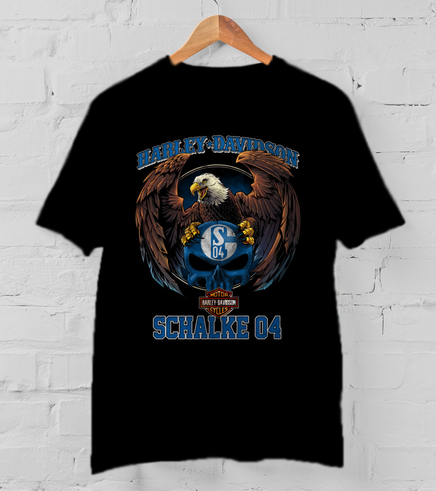 Harley Davidson Schalke 04 Eagle And Skull Motorcycles Cycles T-Shirt