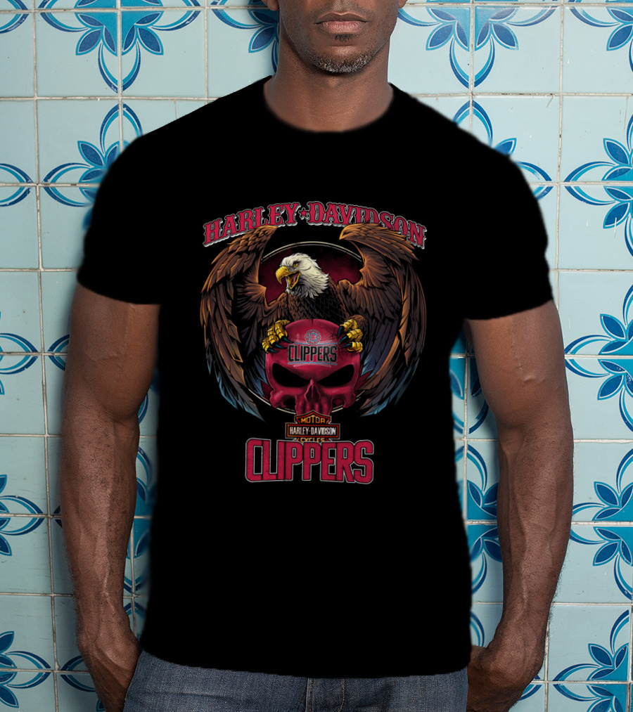 Harley Davidson Los Angeles Clippers Motorcycle Eagle T-Shirt