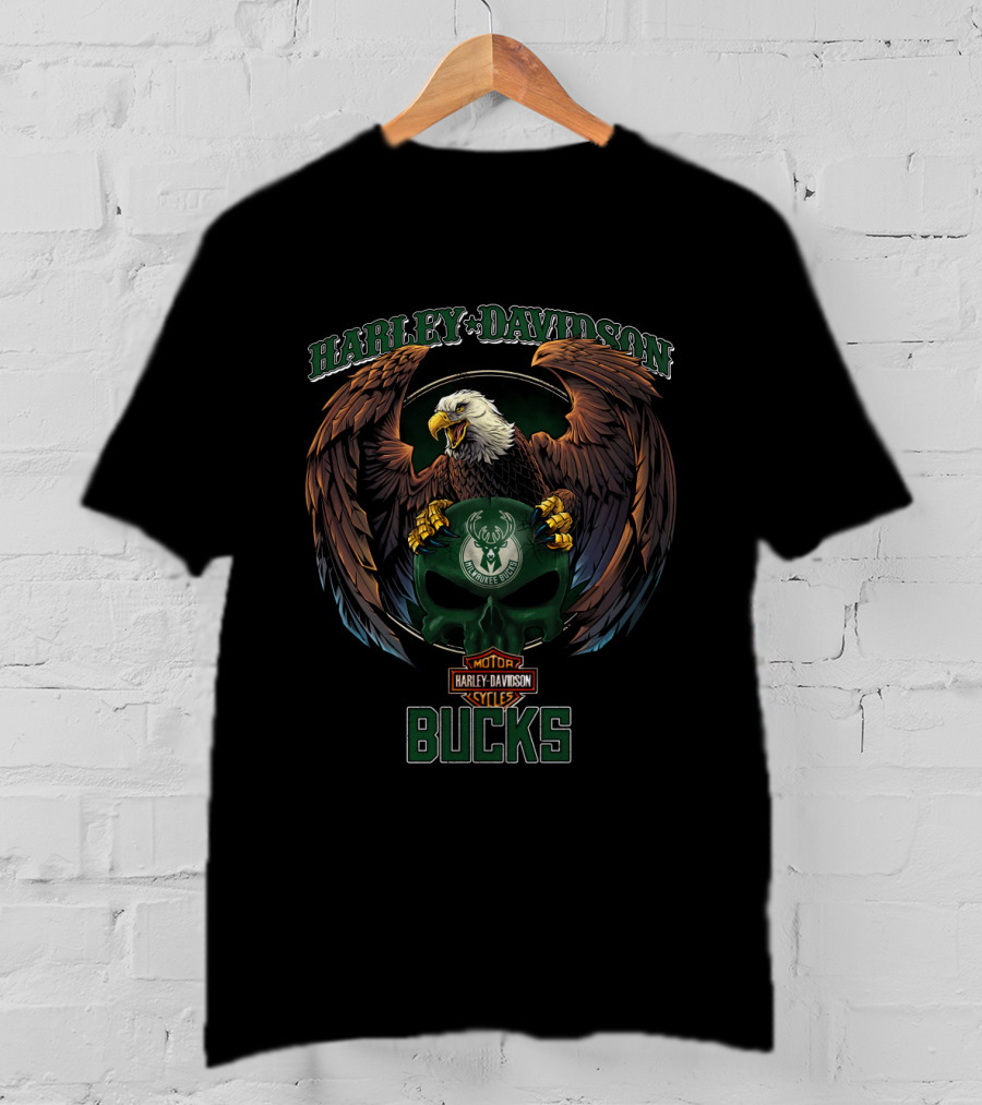 Harley Davidson Milwaukee Bucks Motor Cycles T-Shirt