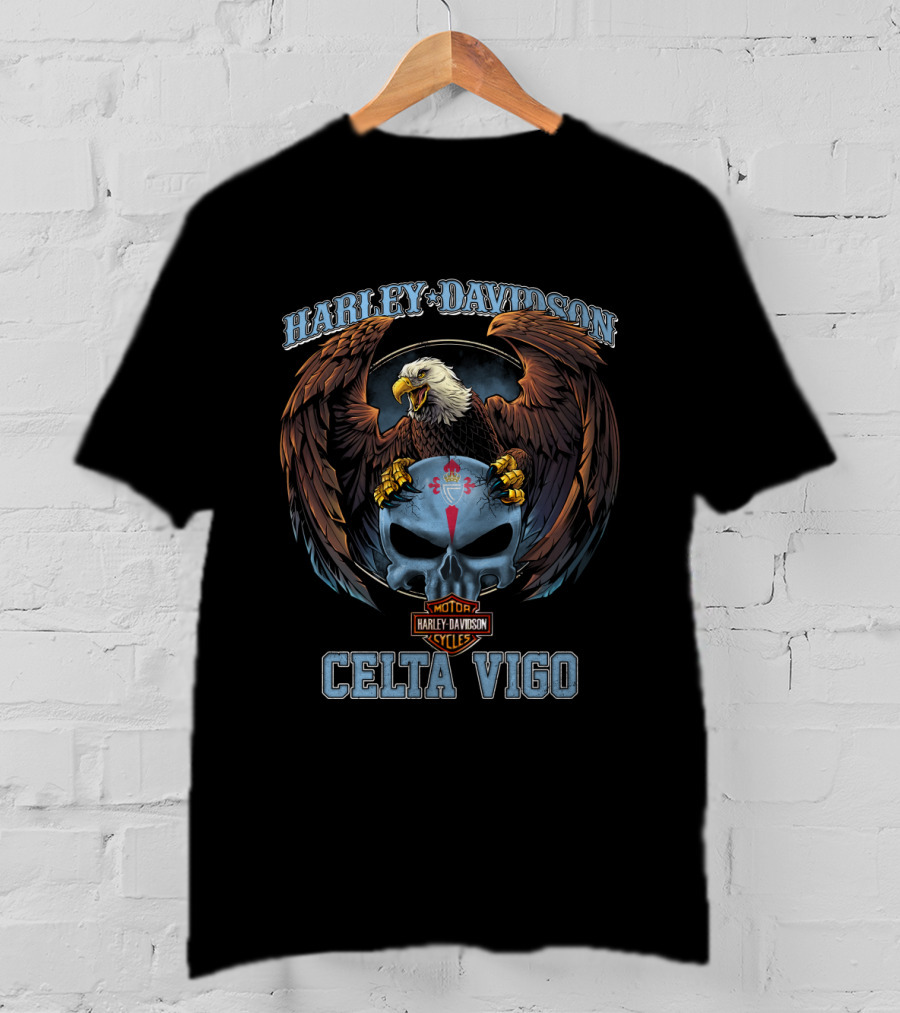Harley Davidson Motor Cycles Celta Vigo Eagle Skull T-Shirt