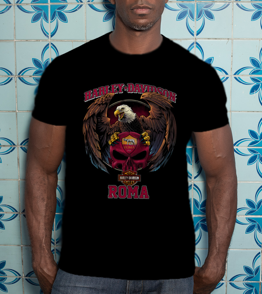 Harley Davidson Roma Bald Eagle Motor Cycles T-Shirt