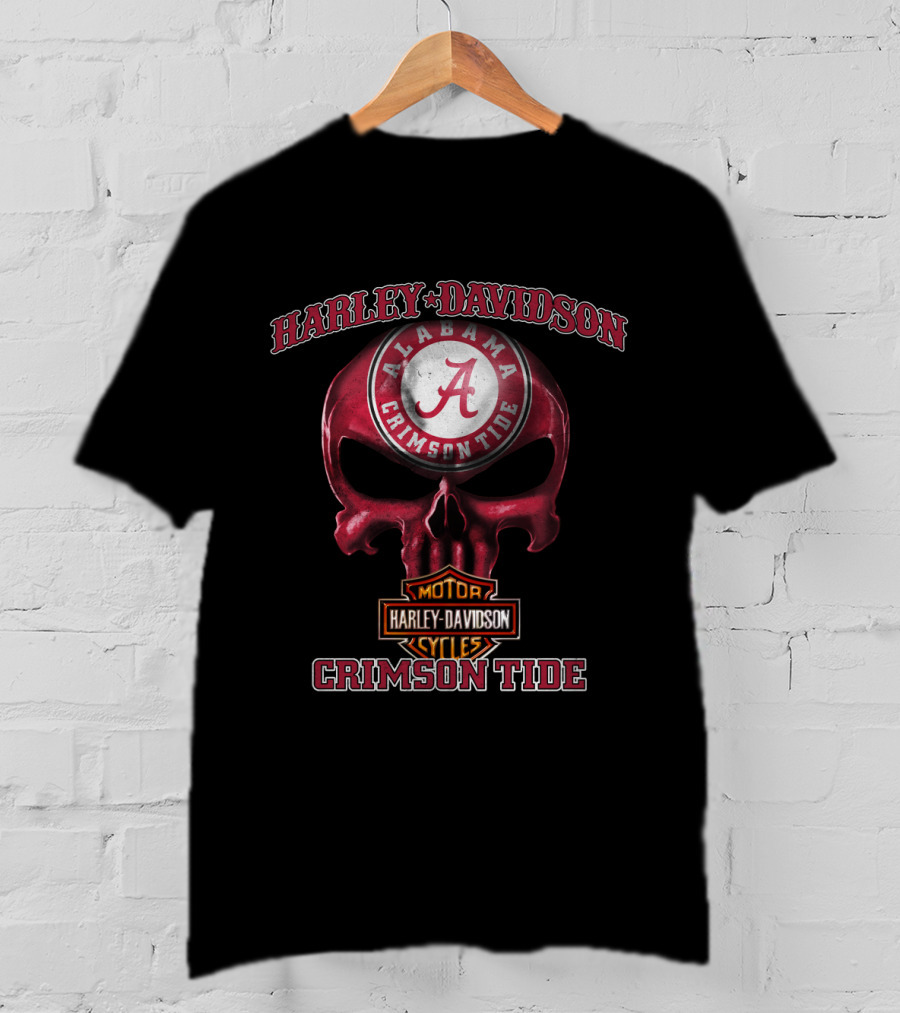 Harley Davidson Alabama Crimson Tide Skull T-Shirt