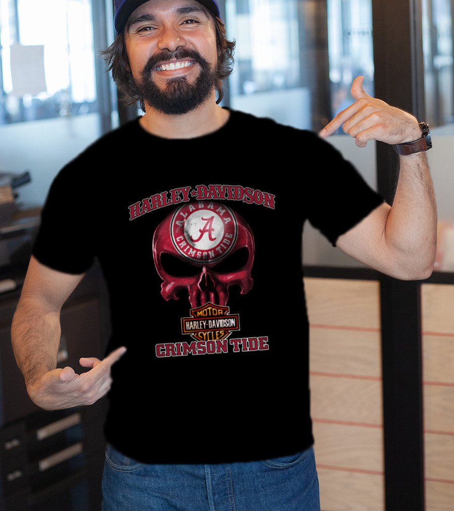 Harley Davidson Alabama Crimson Tide Skull T-Shirt
