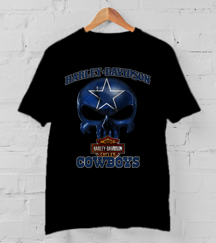 Harley Davidson Cowboys Skull Hl Nfl Dallas Cowboys T-Shirt
