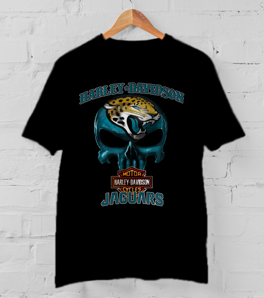 Harley Davidson Motor Cycles Jacksonville Jaguars Skull T-Shirt